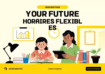 Affiche publicitaire jaune pour l'éducation moderne