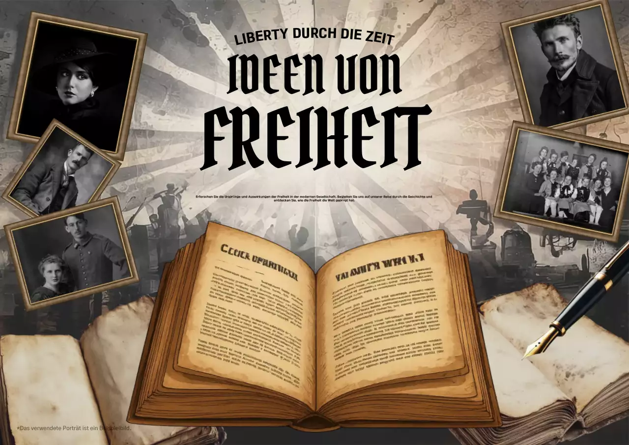 Beiges Vintage-Geschichtsausstellungsplakat