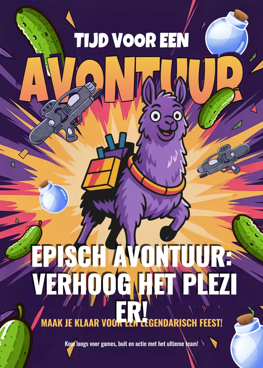 Uitnodiging voor de promotie van Purple Comic Adventure