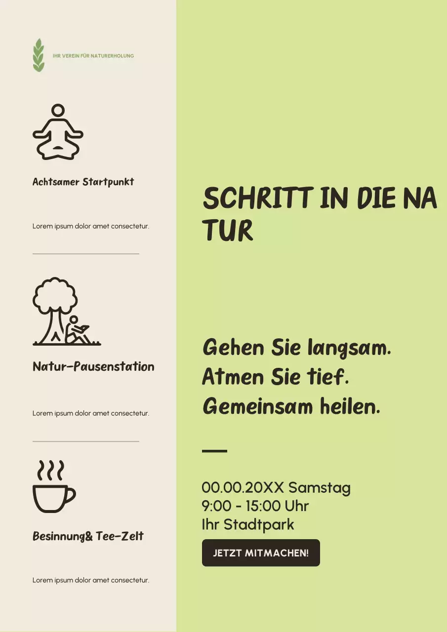 Grünes minimales Naturereignis-Poster