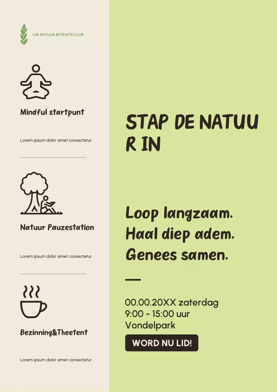 Groene Minimale Natuur Evenement Poster