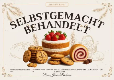 Beige Vintage Bäckerei Werbeplakat