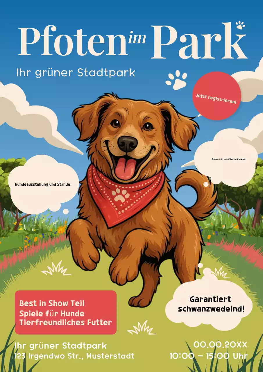 Blaues, verspieltes Hunde-Event-Einladungsplakat