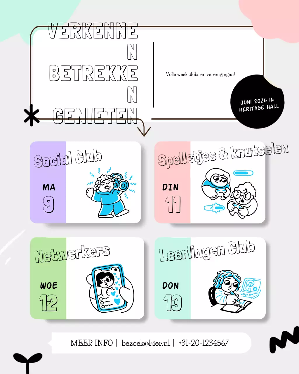 Aankondiging van een studentengroepsevenement