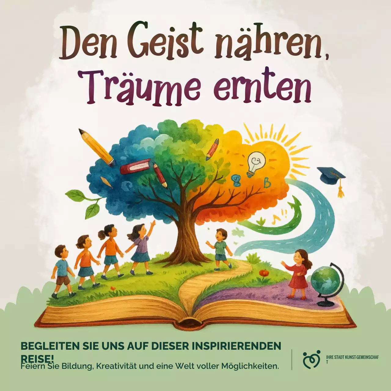 Einladung zum Social-Media-Beitrag „Regenbogen-Kunstausbildung“