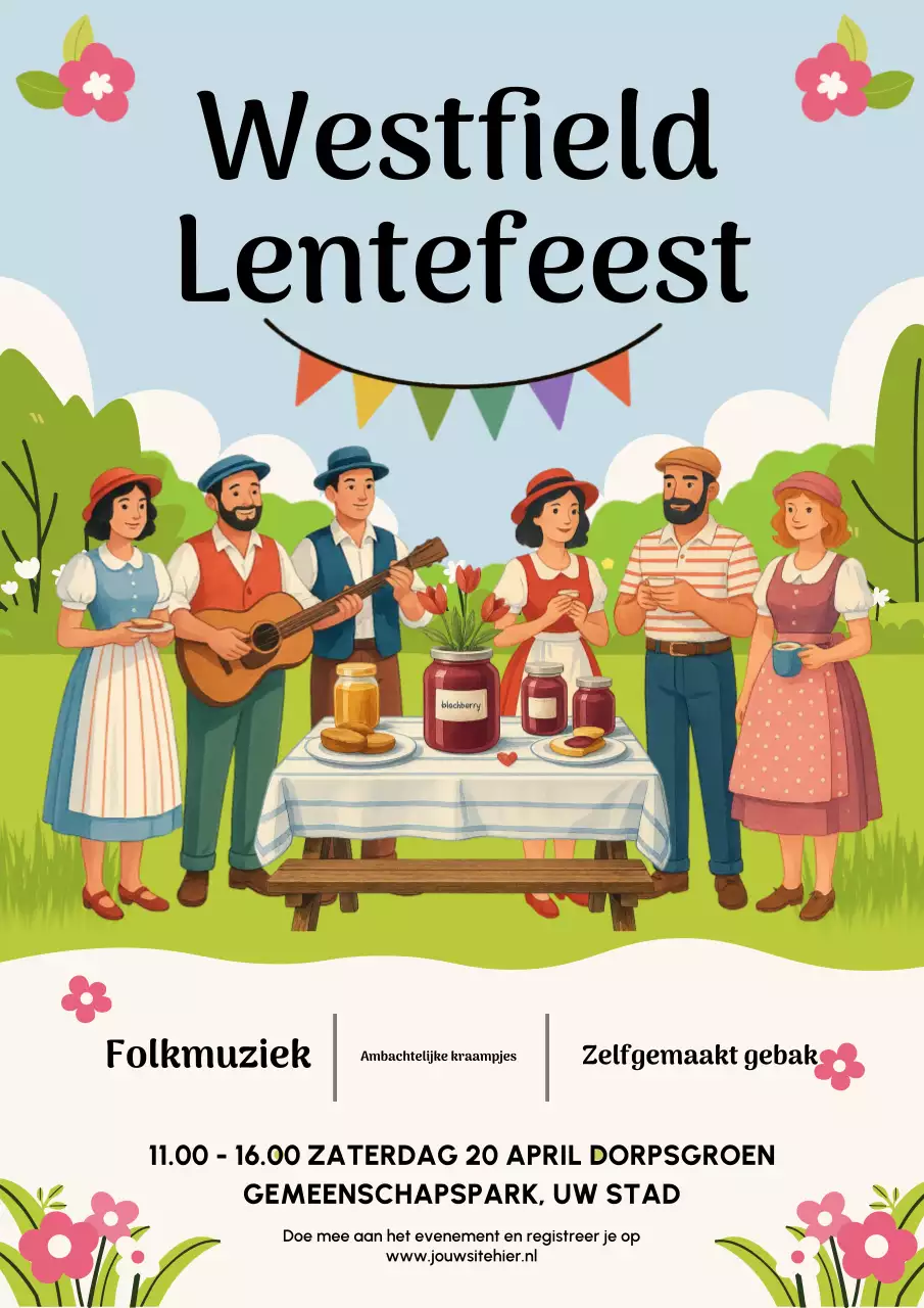 Groene traditionele lente-evenementposter
