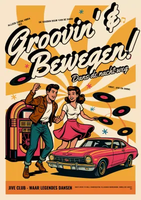 Oranje vintage dansevenementposter