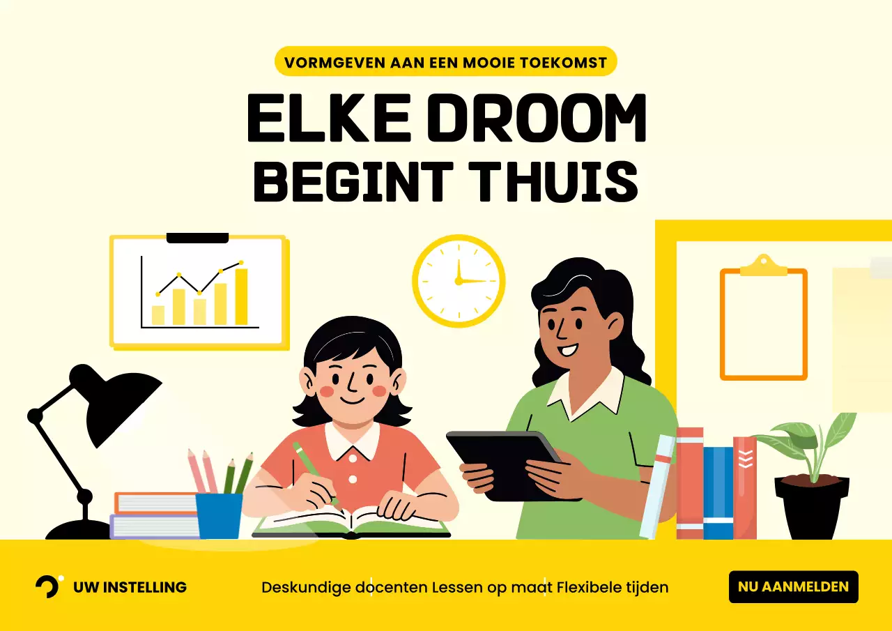 Gele poster voor moderne onderwijsreclame