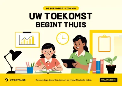 Gele poster voor moderne onderwijsreclame