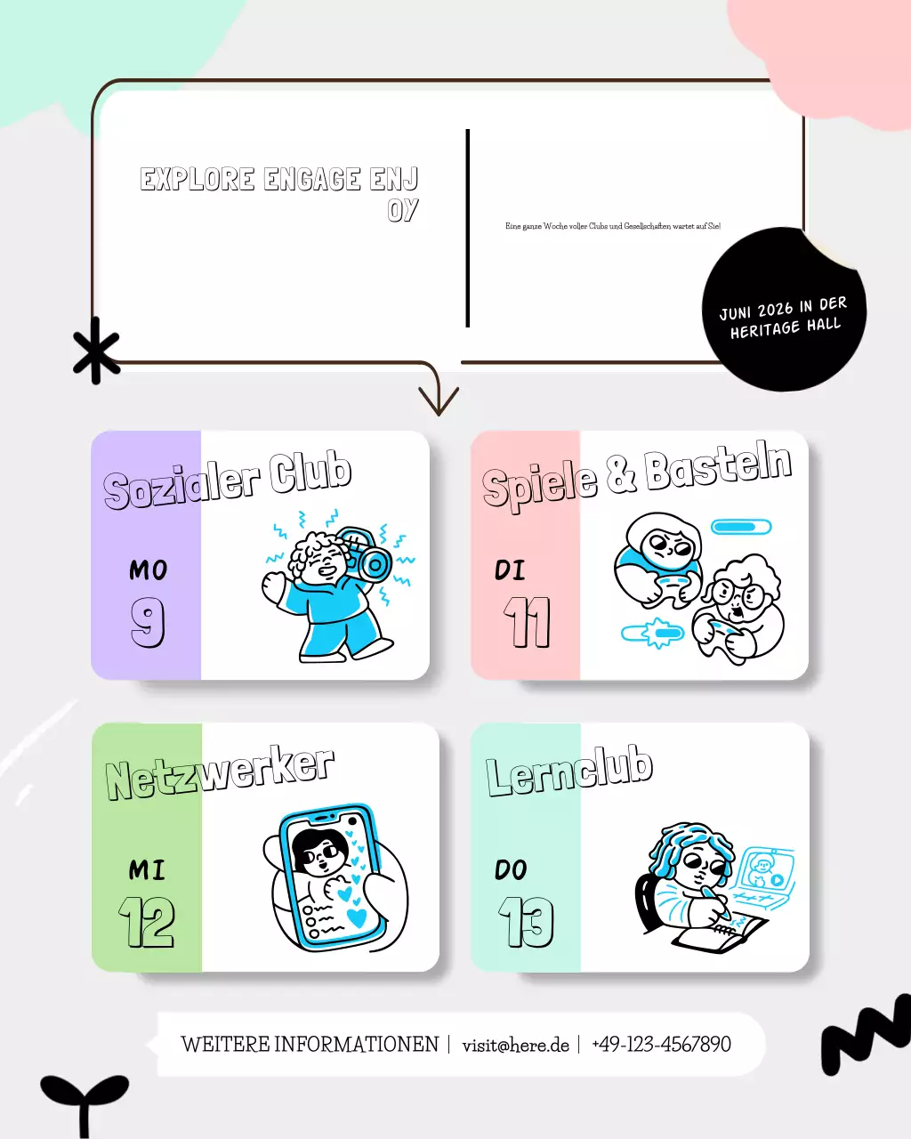 Ankündigung einer Veranstaltung für Studentengruppen