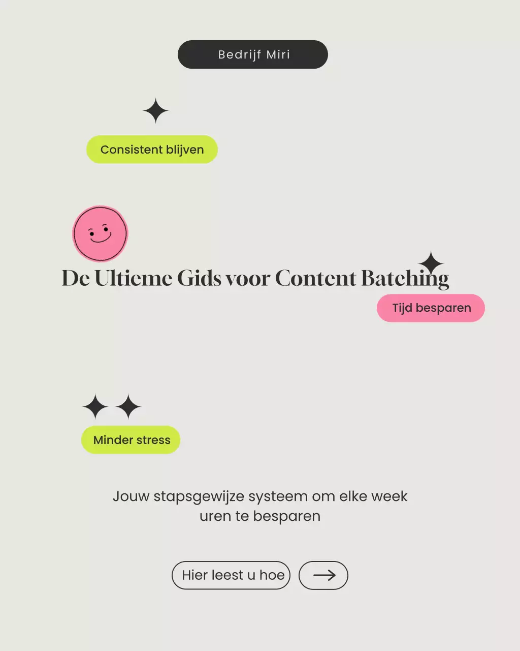 Zwarte moderne content batchinggids Instagram-postcarrousel