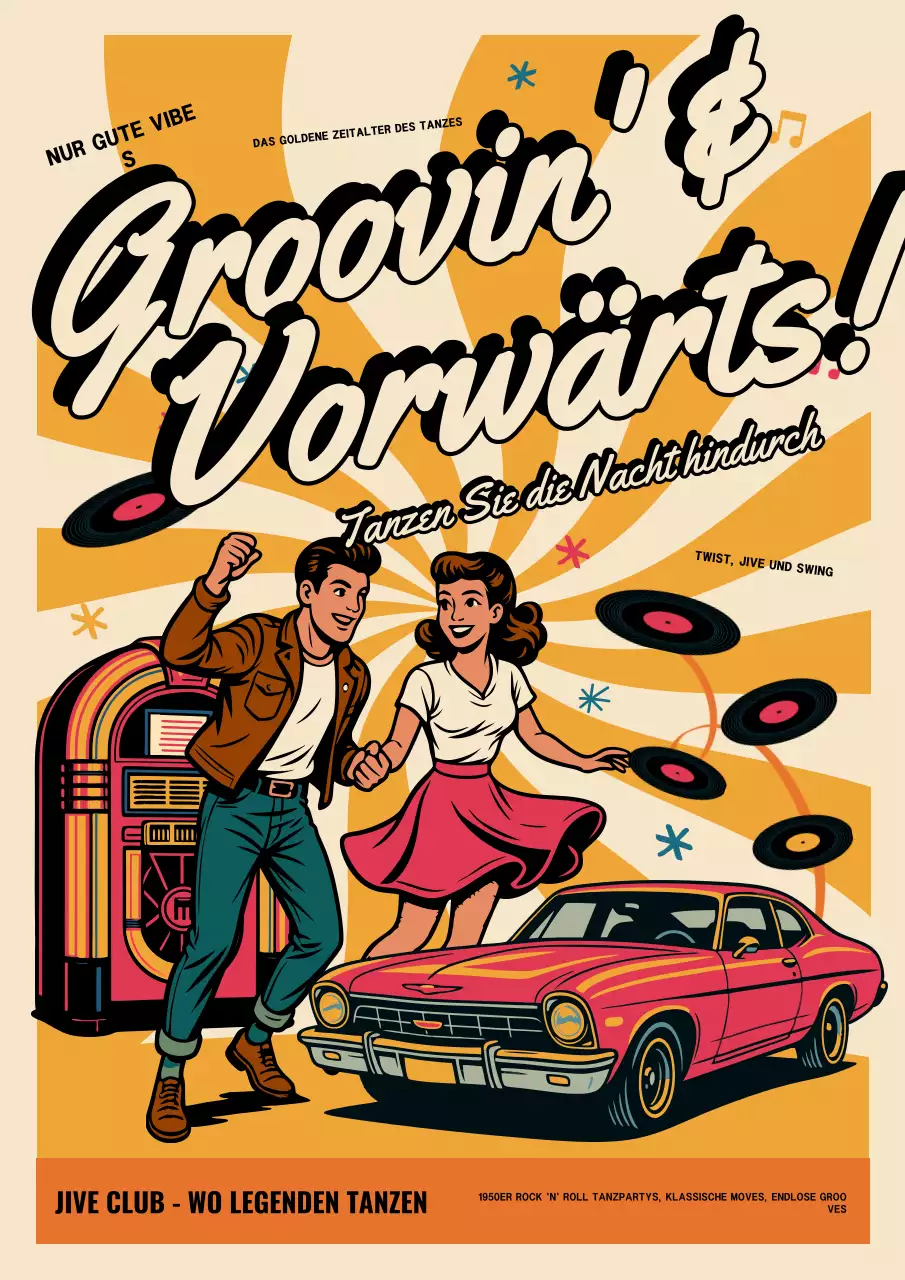 Orange Vintage Tanzveranstaltungsplakat