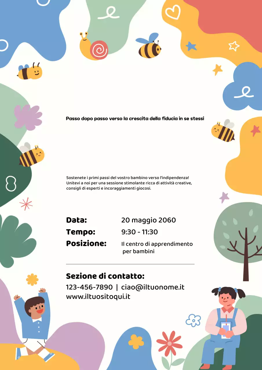 Manifesto dell'evento per bambini colorati e giocosi