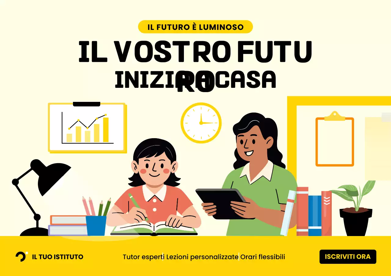 Manifesto pubblicitario giallo per l'istruzione moderna