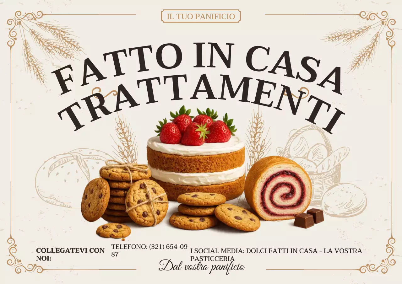 Manifesto promozionale di panetteria vintage beige