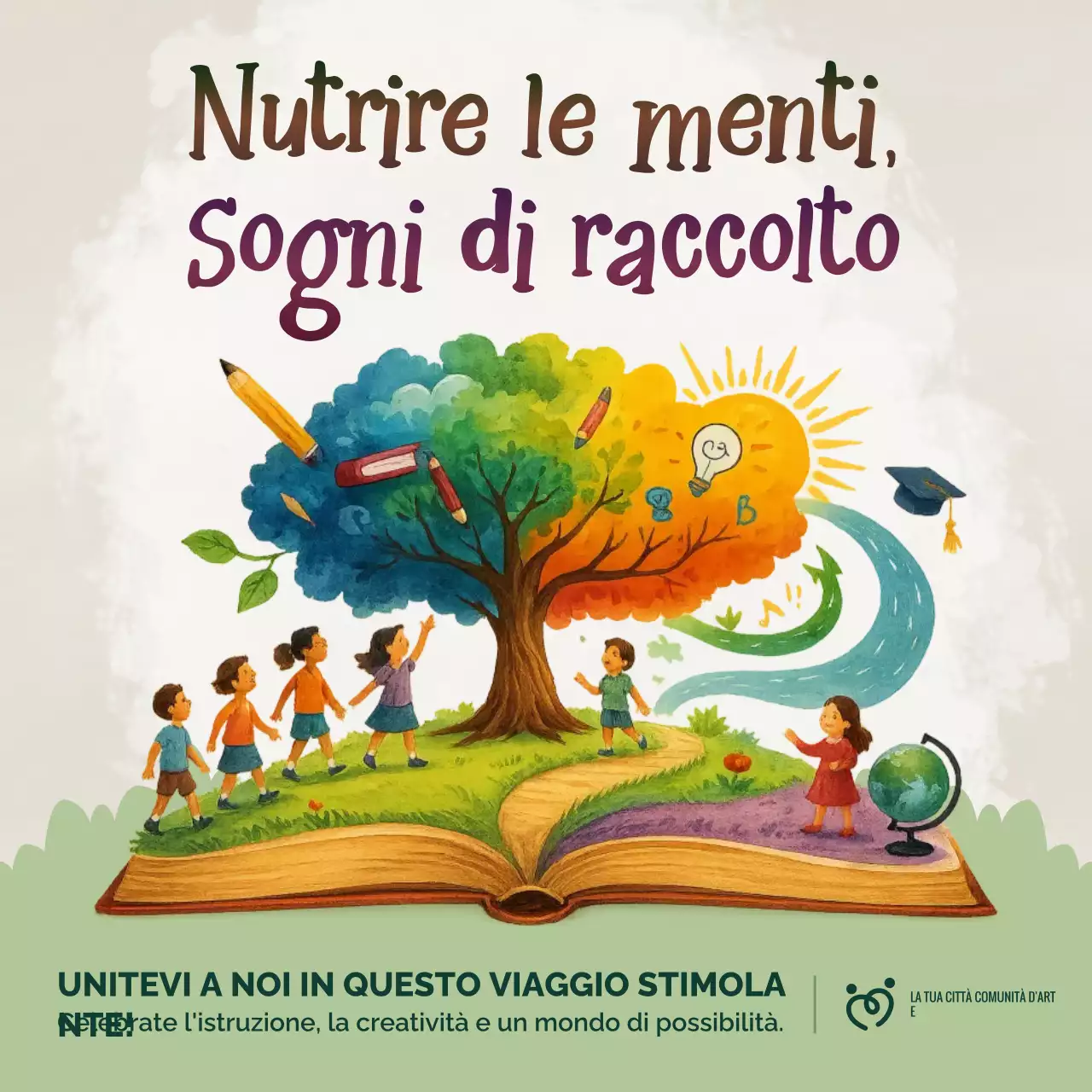 Invito all'educazione artistica arcobaleno - Post sui social media
