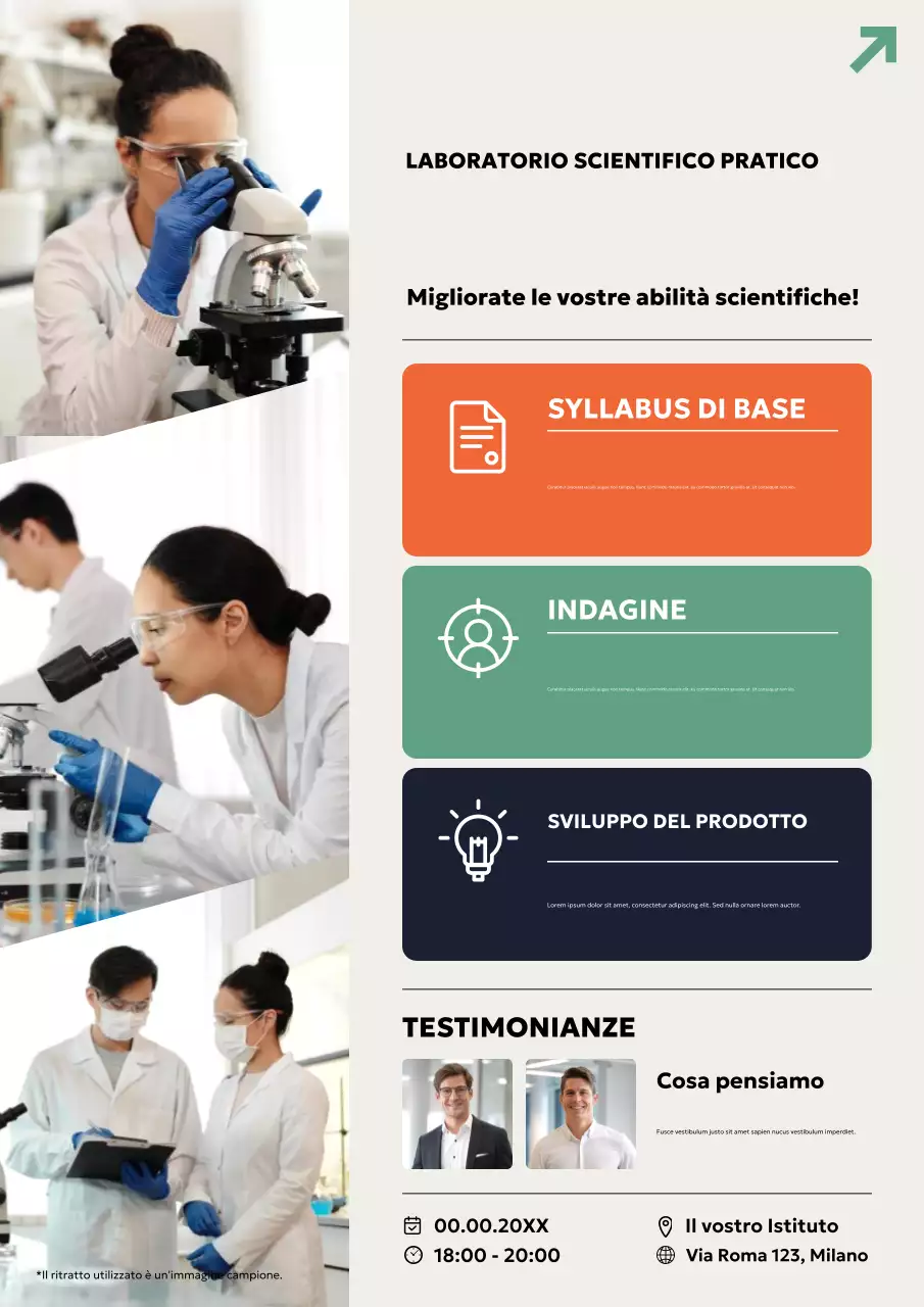 Manifesto beige per l'annuncio del workshop di scienza moderna