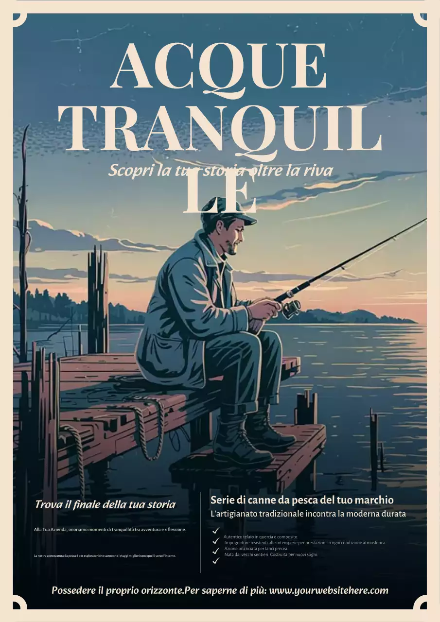 Manifesto pubblicitario di pesca vintage blu