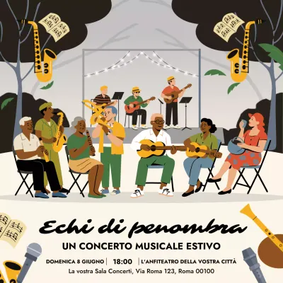 Post sui social media con invito al concerto retrò giallo
