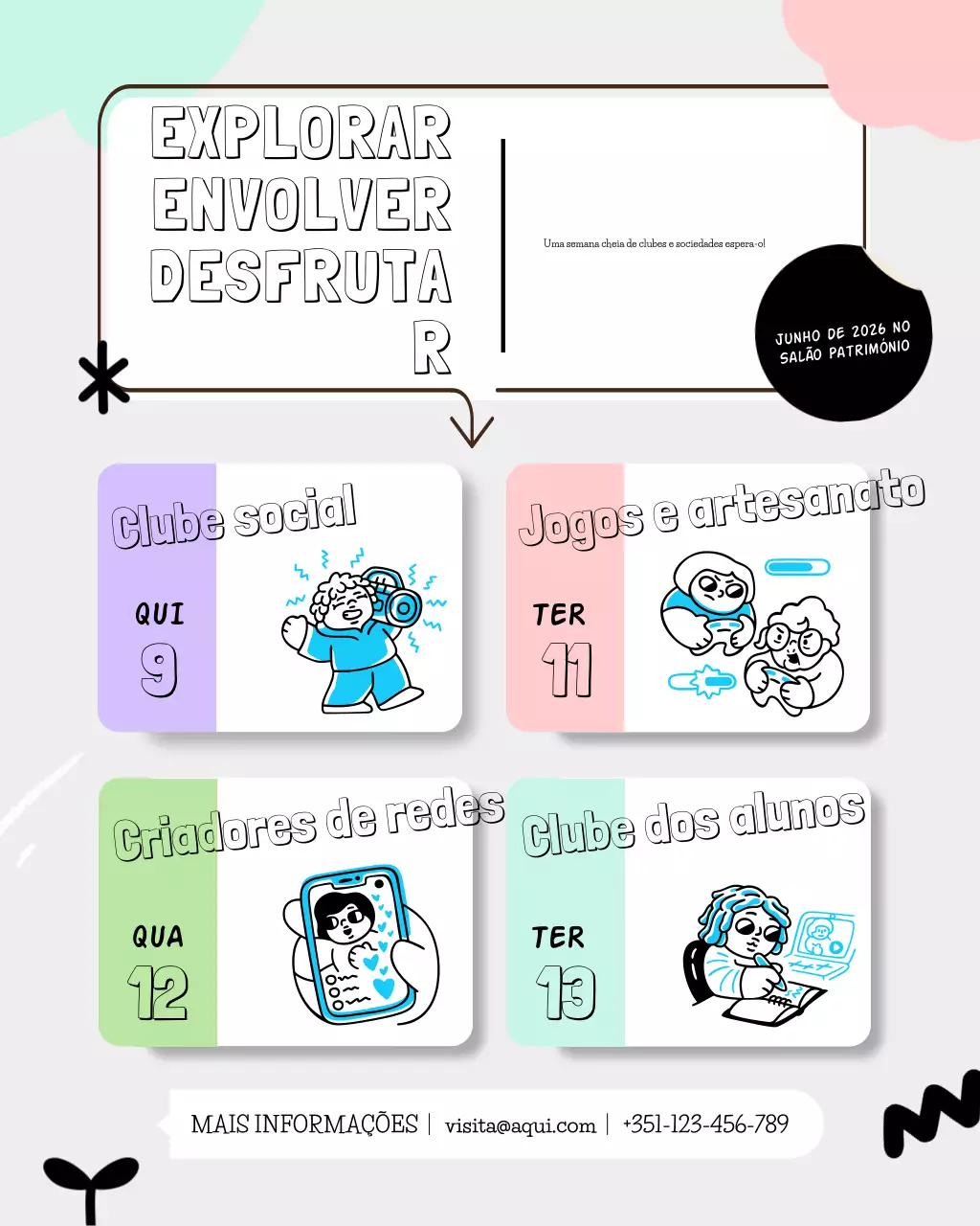 Anúncio de evento do grupo de estudantes
