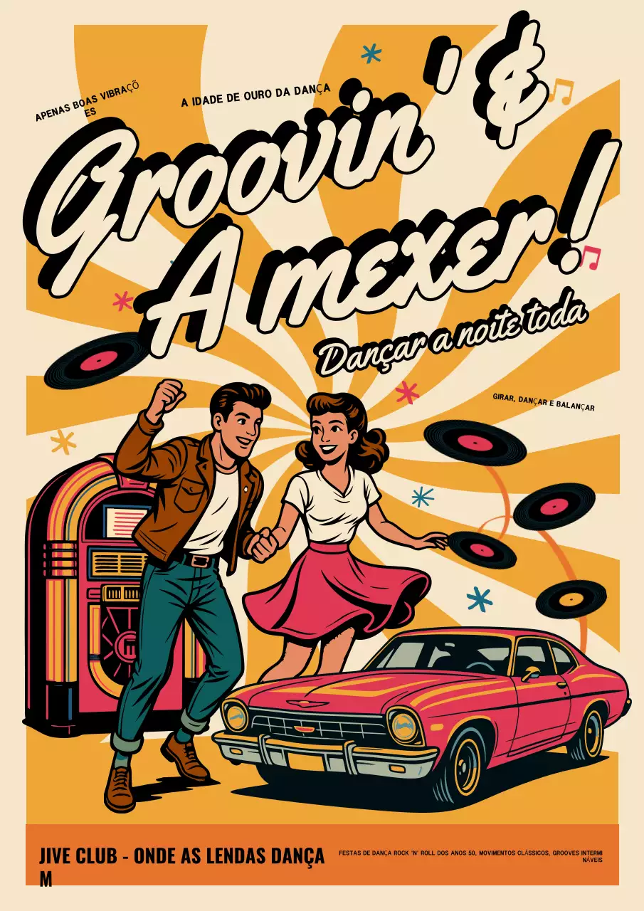 Cartaz de evento de dança vintage laranja