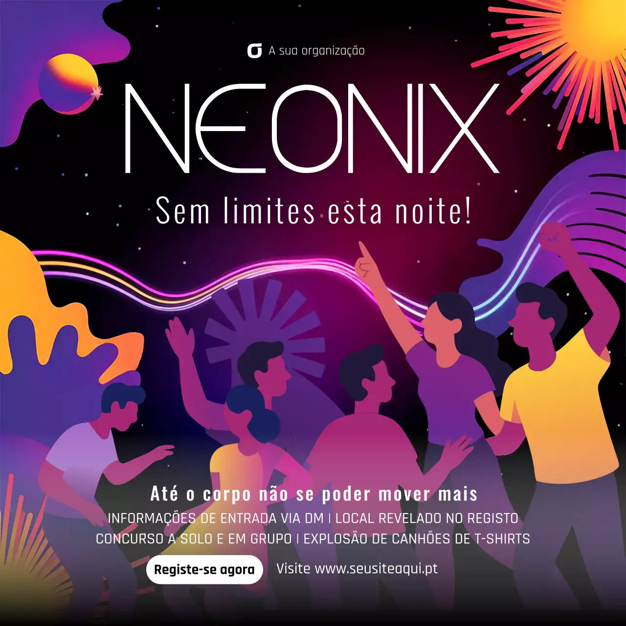 Cartaz promocional para evento de dança neon trendy
