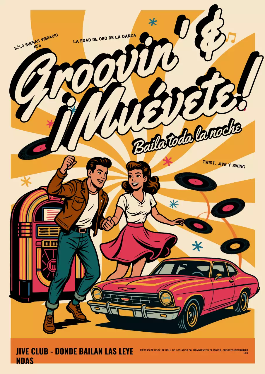 Cartel vintage de baile naranja