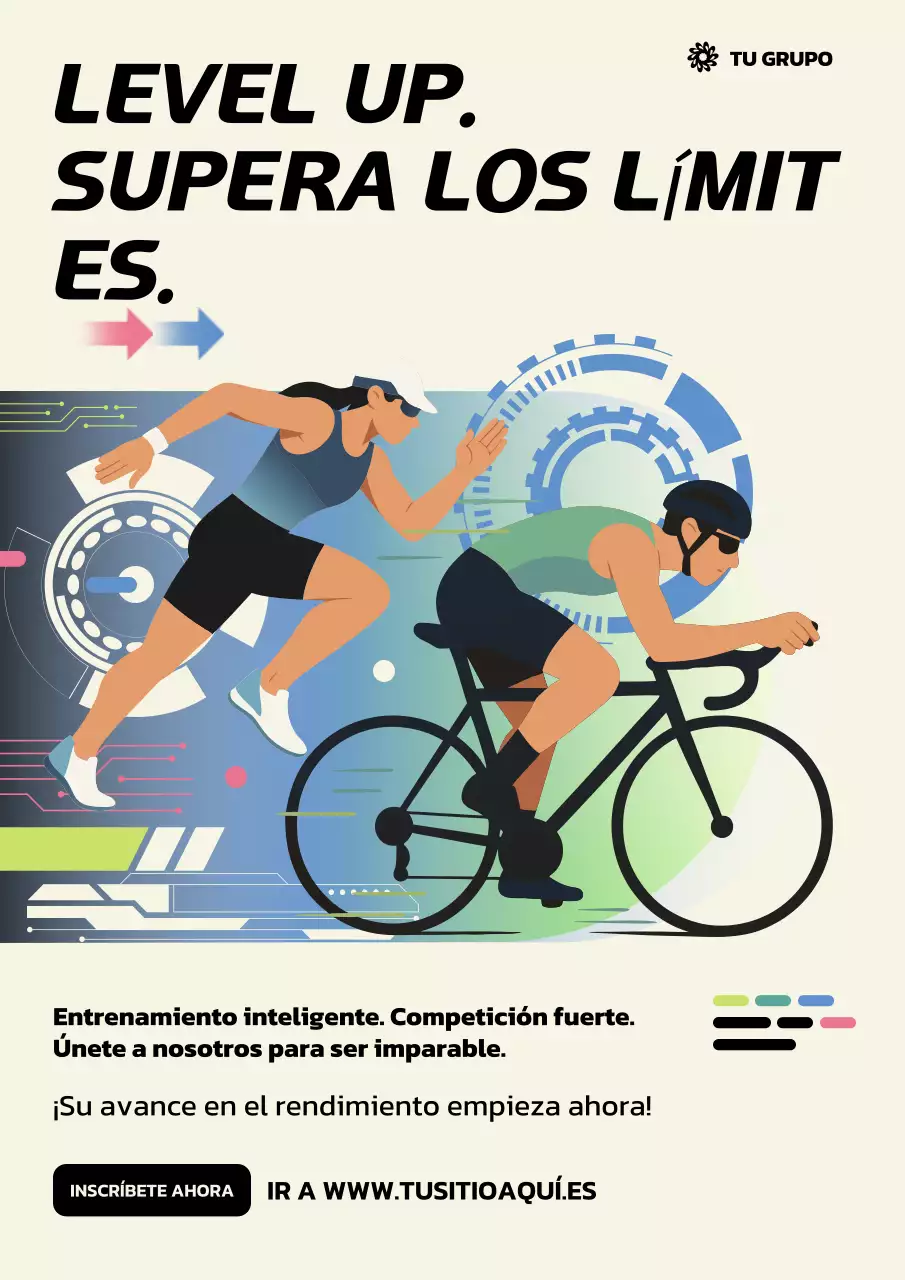 Cartel publicitario deportivo moderno en beige