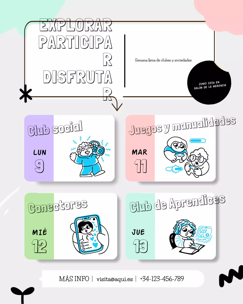 Anuncio de evento para grupos de estudiantes