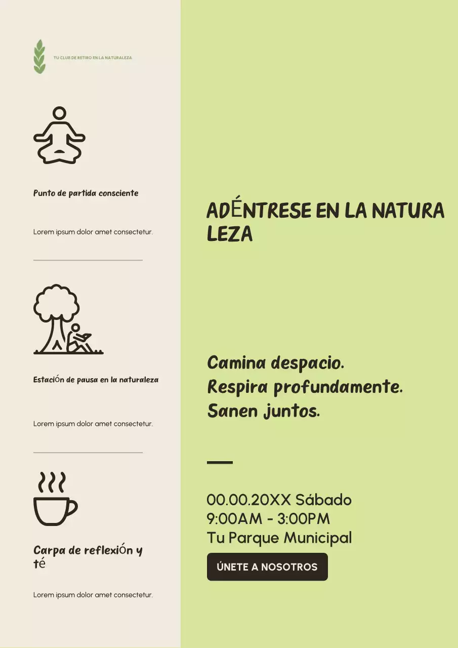 Cartel del evento "Naturaleza minimalista verde"