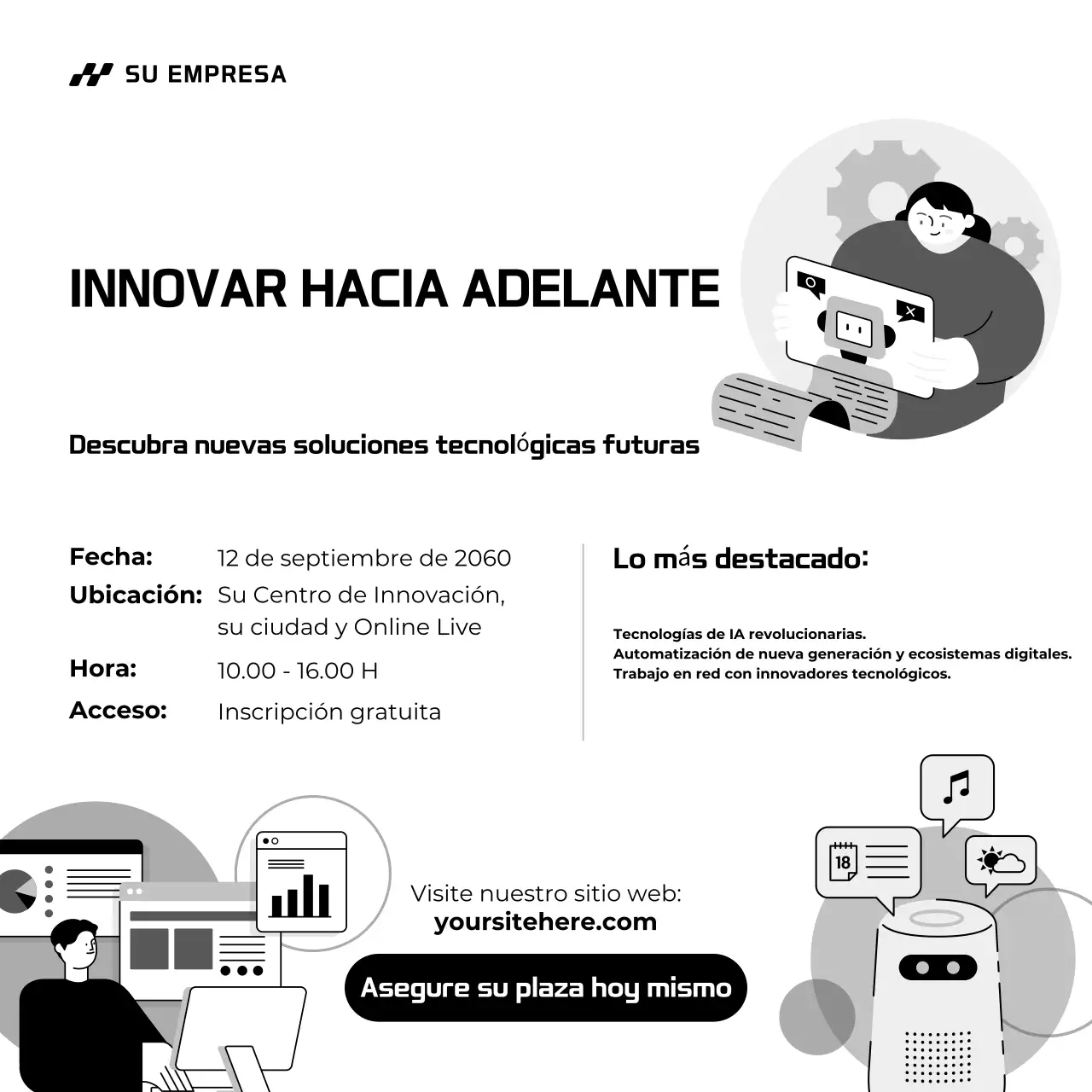 Cartel de anuncio del evento Black Modern Tech