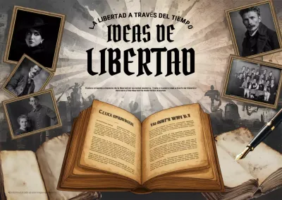 Póster beige de la exposición de historia vintage