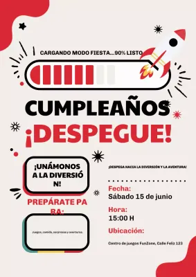 Póster de invitación de cumpleaños rojo y divertido