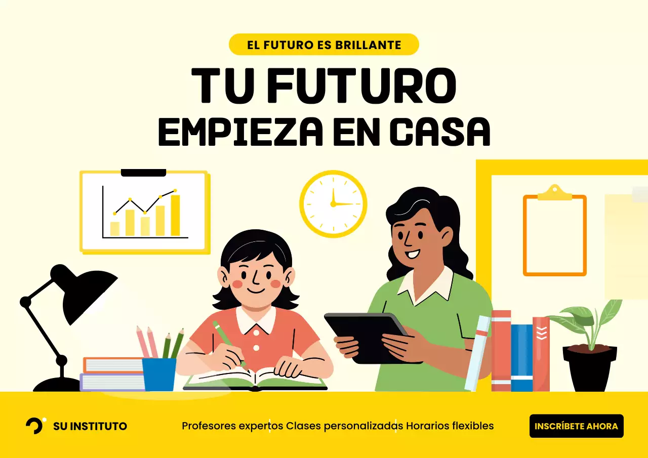Cartel publicitario de educación moderna en amarillo