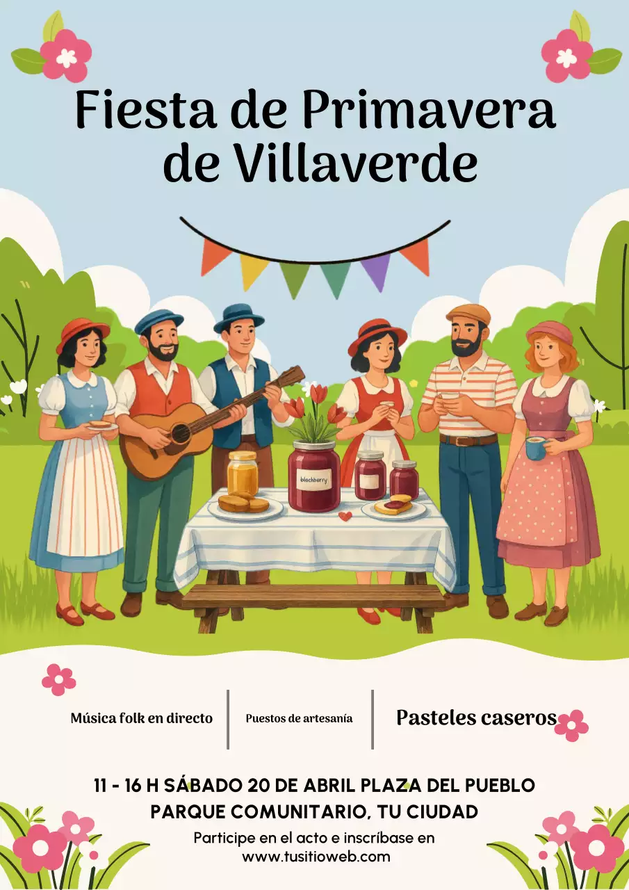 Cartel del evento tradicional de primavera verde
