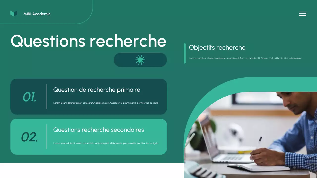 Présentation d'une proposition de recherche verte et moderne