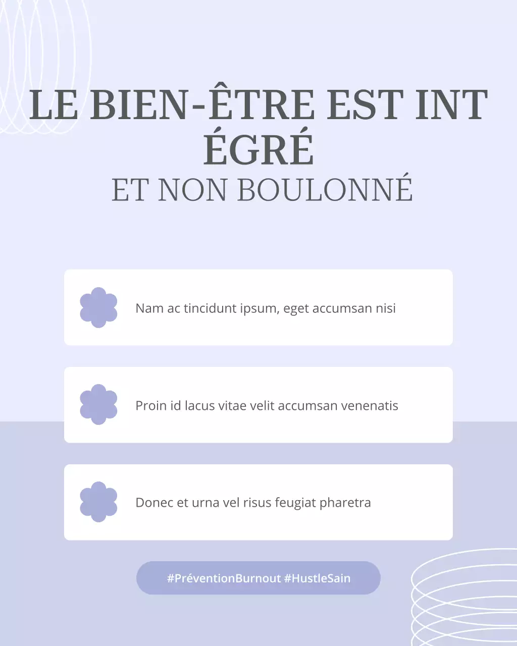Annonce de bien-être minimaliste violet