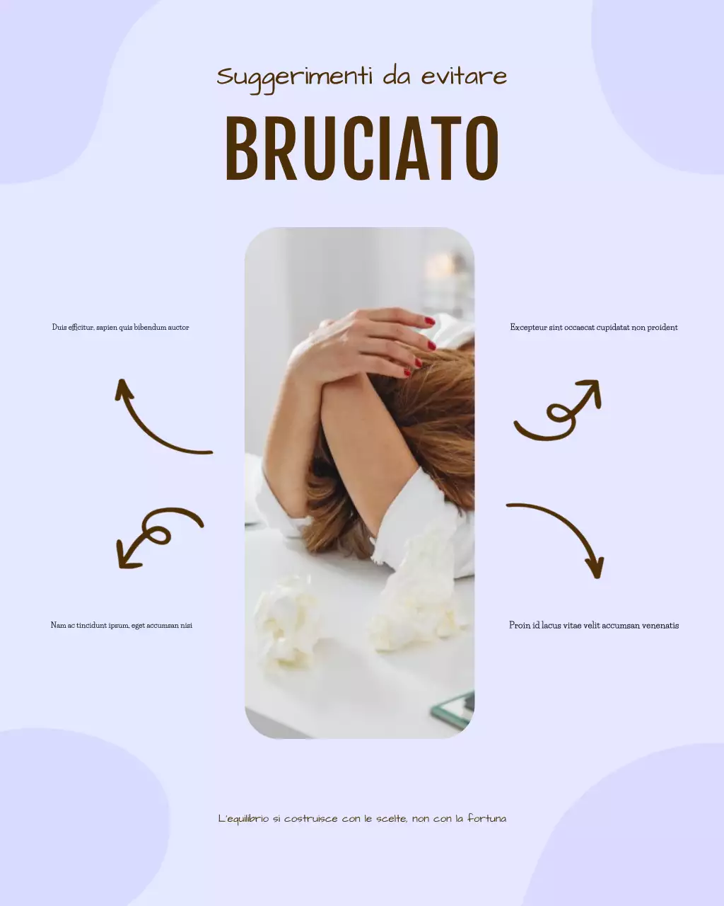 Post Instagram sul benessere tra lavoro e vita privata in stile viola