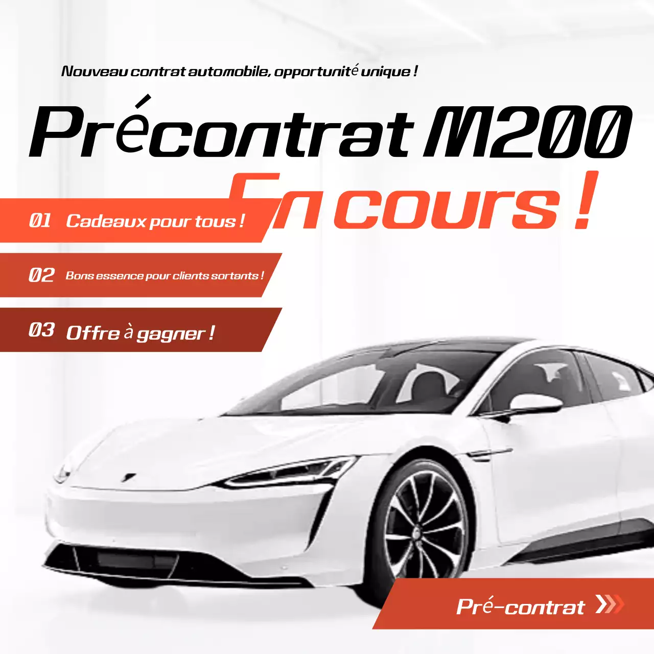 Promotion du contrat de voiture moderne Orange