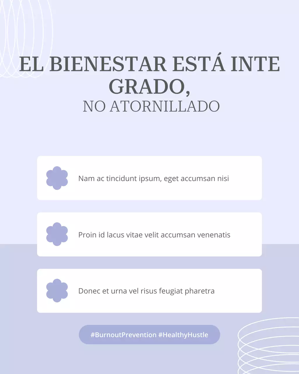 Anuncio de bienestar minimalista púrpura
