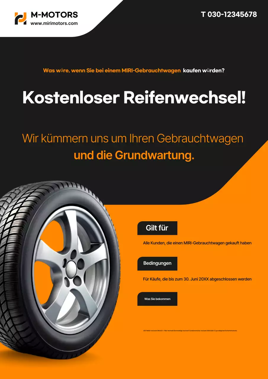 Orange Modernes Auto-Angebot