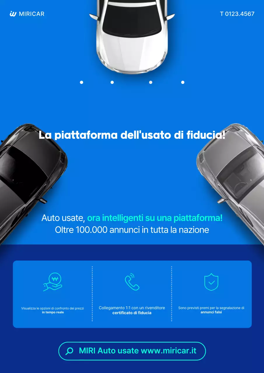 Annuncio di auto usata moderna blu