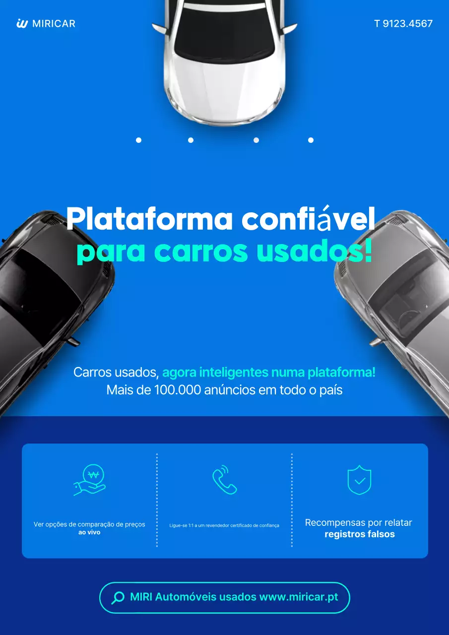 Anúncio de carro usado moderno azul