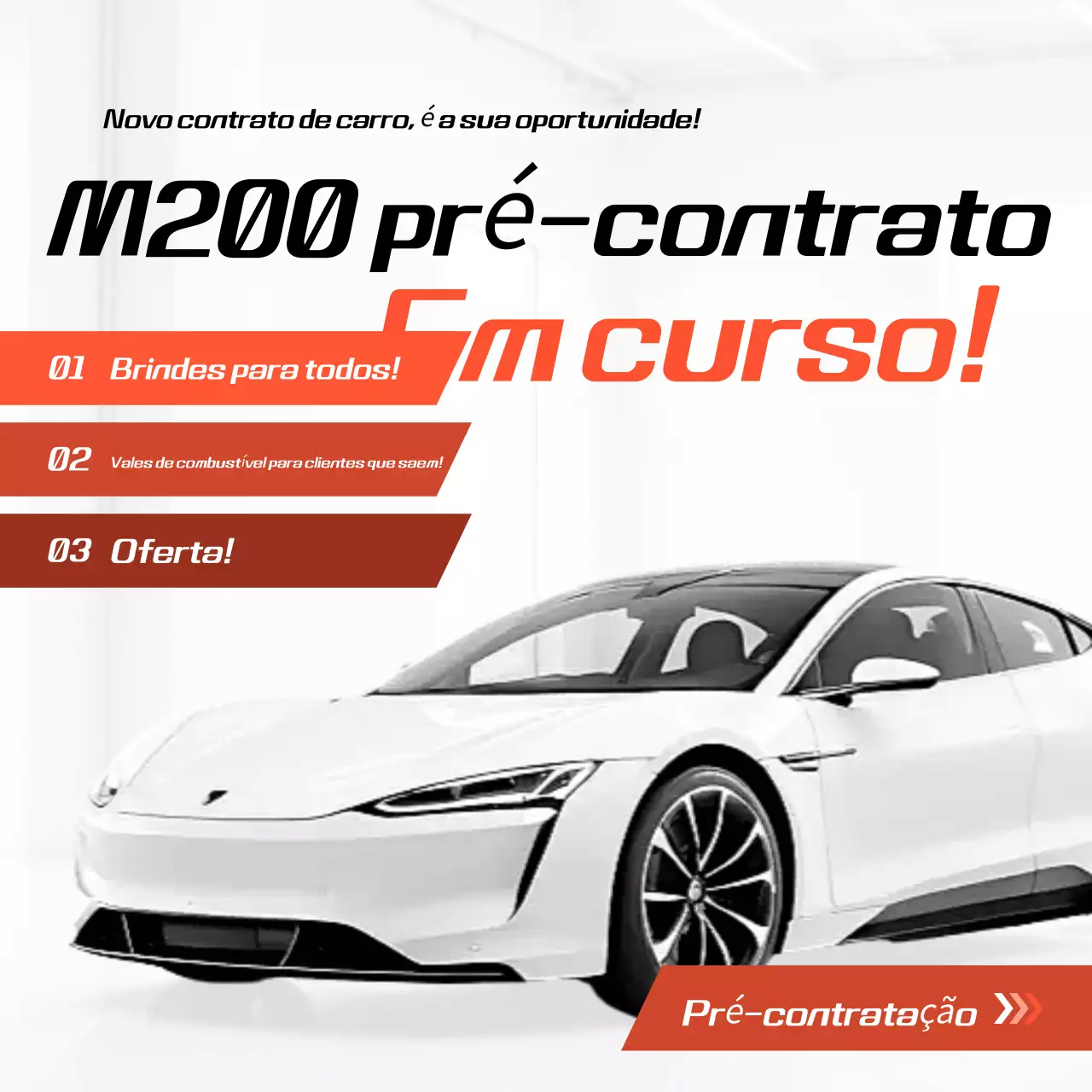 Promoção de contrato de carro moderno laranja