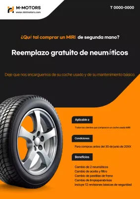 Promoción de coches modernos de color naranja