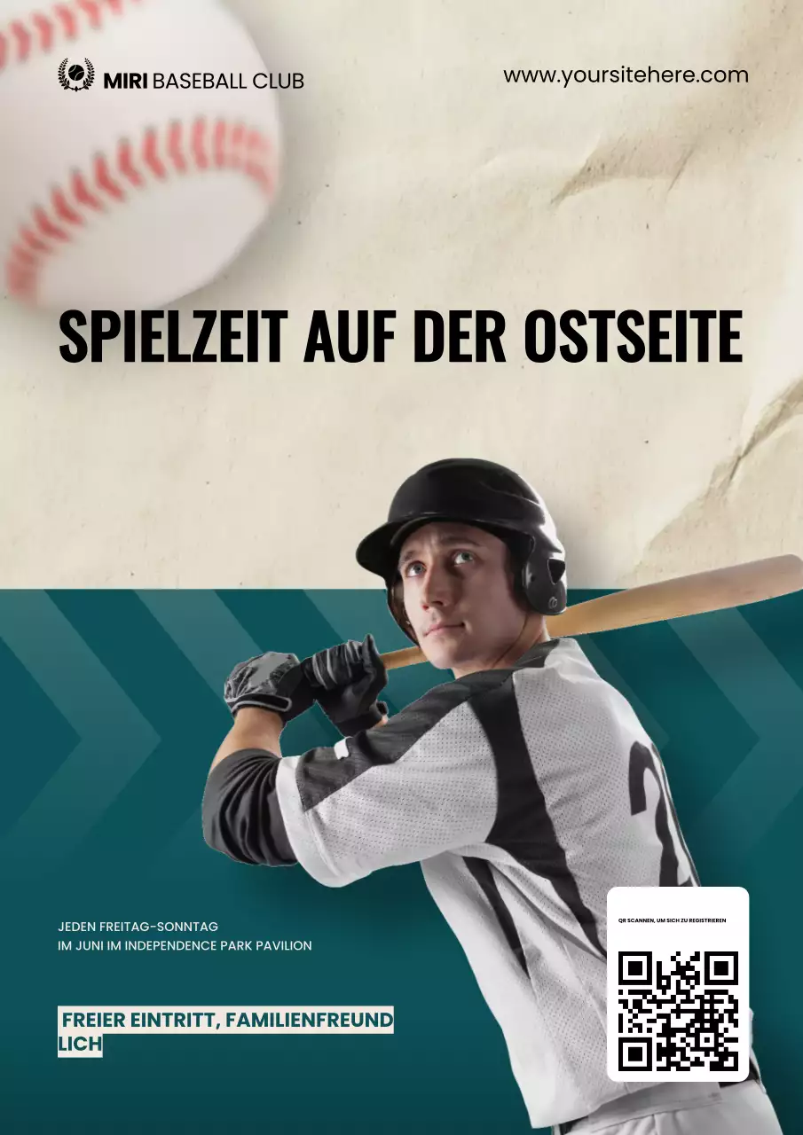 Cremefarbenes modernes Schweizer Baseball-Regionalsport-Werbeplakat
