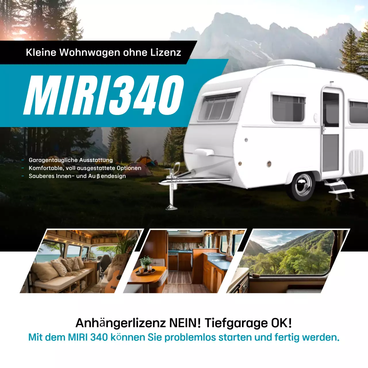 Himmelblaue moderne Wohnmobil-Werbung