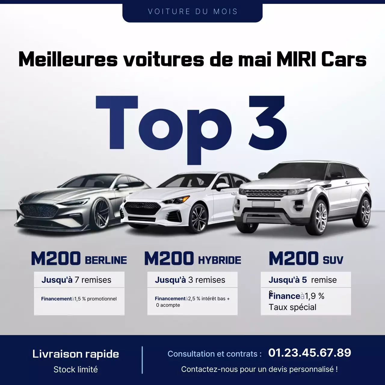 Promotion de voitures grises modernes