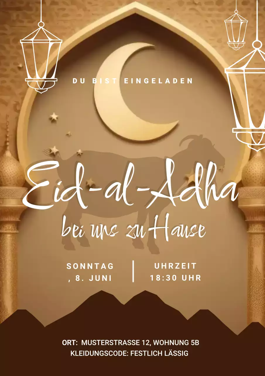 Goldene traditionelle Eid-Einladung