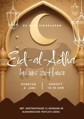 Goldene traditionelle Eid-Einladung